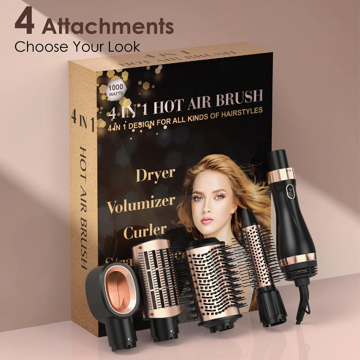 Hair Dryer Brush, Hot Air Brush, Blow Dryer Brush Tool Set Straightener/Dryer/Curling Plastic, round Brush Hair Dryer