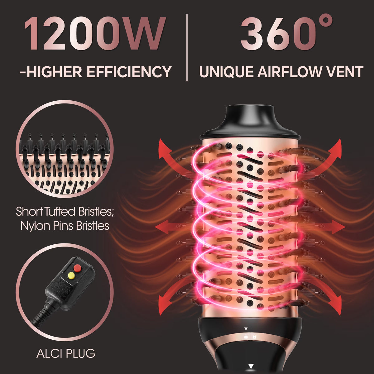 by SKIMI Hair Dryer Brush, Blow Dryer Brush, Curly, Dry, Oval Hot Air Brush with Air Curling Iron