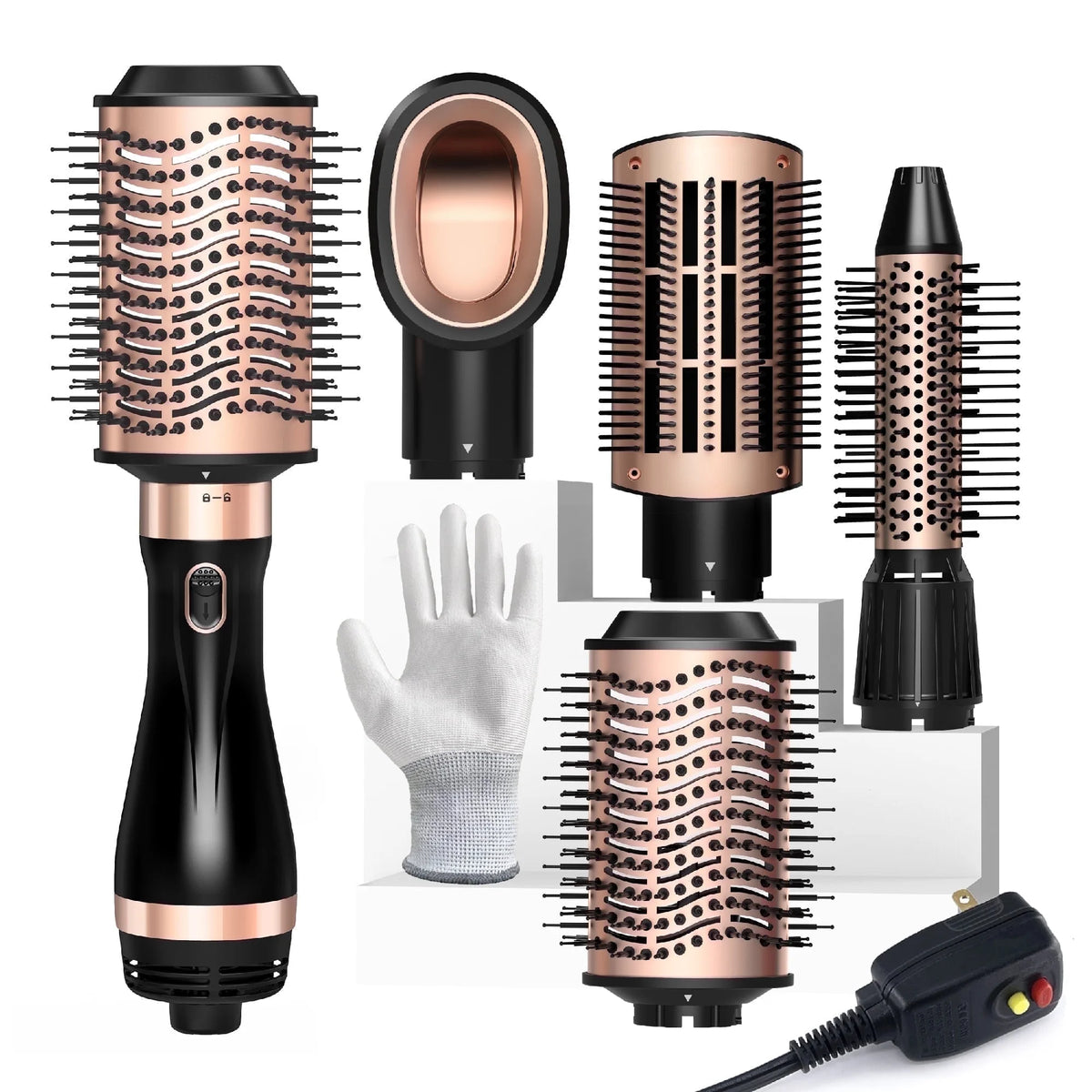 Hair Dryer Brush, Hot Air Brush, Blow Dryer Brush Tool Set Straightener/Dryer/Curling Plastic, round Brush Hair Dryer