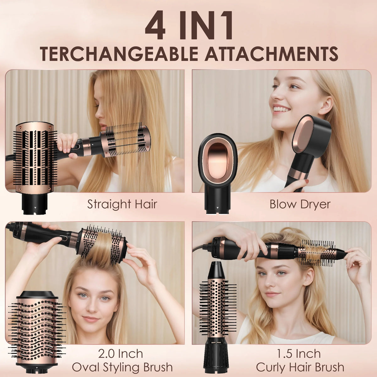Hair Dryer Brush, Hot Air Brush, Blow Dryer Brush Tool Set Straightener/Dryer/Curling Plastic, round Brush Hair Dryer